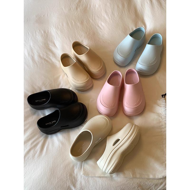 Розовые поварские туфли лето новый увеличивающий высоту маффин платформа шлепанцы женская обувь сумка голова отверстие обувь 40 4398₽