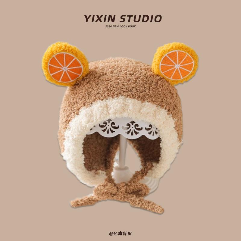 

Baby hat autumn and winter super cute baby warm plush hat boys and girls knitted windproof children s pullover hat tide