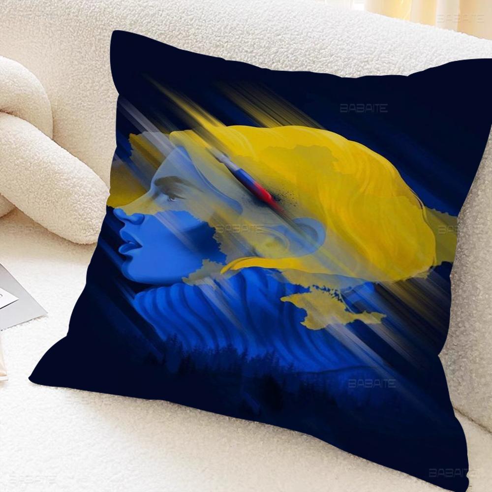 U-Ukraine-Flag Girl Pattern Pillow Gifts Home Office Furnishings Bedroom Sofa Car Cushion Cover Case 45x45cm