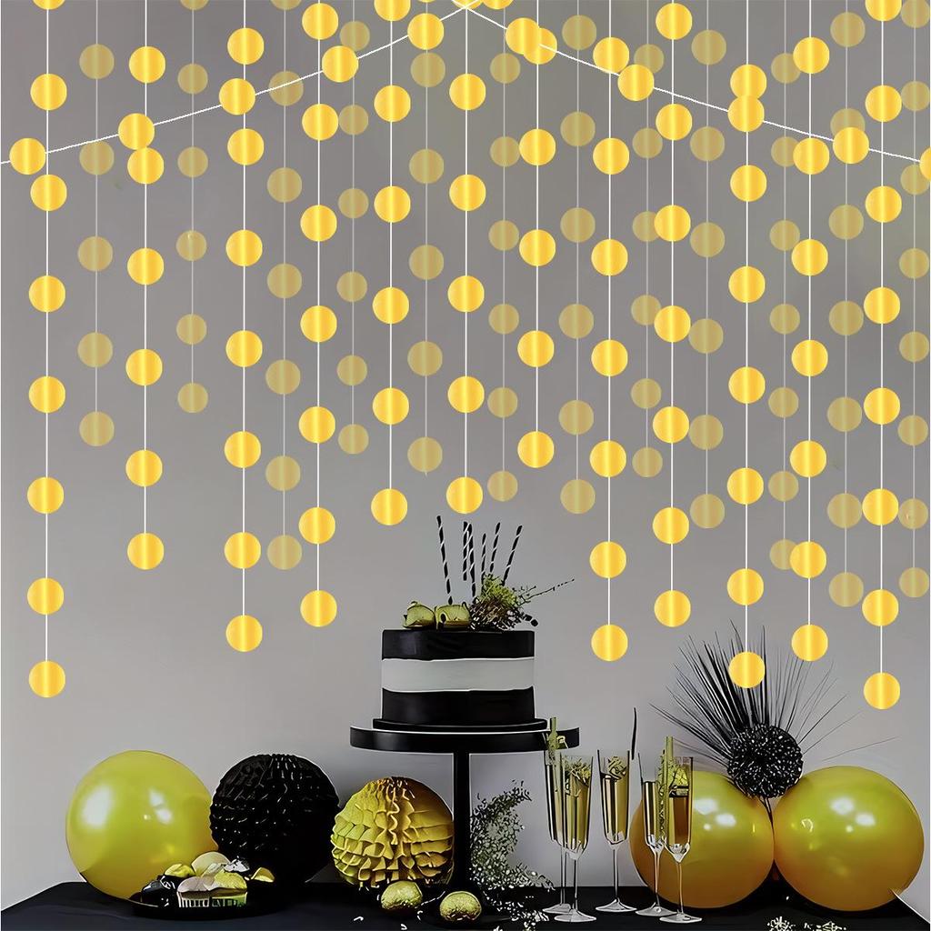 Guirnalda de Papel Espejo con Purpurina Dorada para Decoraciones de Fiesta y Boda