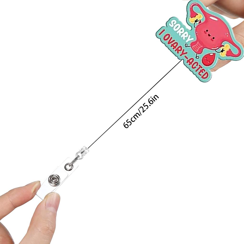 Cute Medical Organ Acrylic Badge Reel Retractable Nurse ID Badge Holder with Lung Kidney Design Clip for Doctor Office Supplies