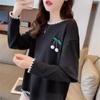 Lace Collar Foreign Style Top Korean Style Loose Round Neck Long Sleeve T-shirt for Women