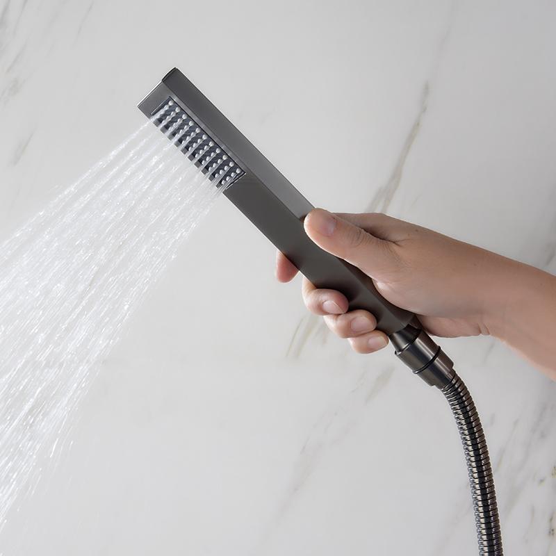 Brass Wall Embed Mount Grey Color 1/2/3 Function Concealed Shower System 10 Inch Top Rain Spray Hand Shower Head Bathroom Faucet