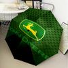 John Deere Design Regenschirm Faltschirm, Automatikschirm 8-Speichen für Reisen, Camping Nutzung Geschenk für Halloween Weihnachten