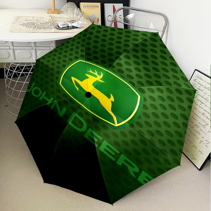 John Deere Design Regenschirm Faltschirm, Automatikschirm 8-Speichen für Reisen, Camping Nutzung Geschenk für Halloween Weihnachten