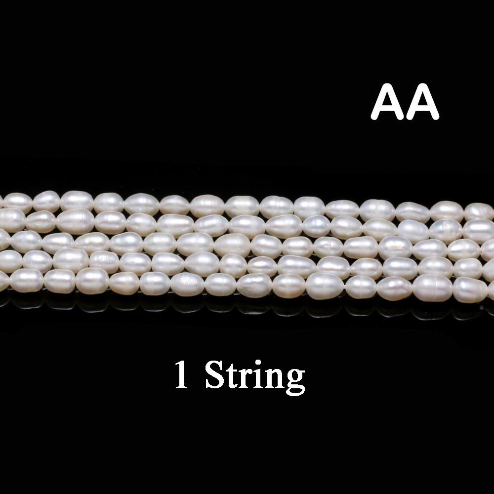 1String, Handmade Rice Beads, 4-5mm White Natural Shell Mother of Pearl Beads for Jewelry Making DIY Supplies, Wedding Birthday Gift Crafts 36cm