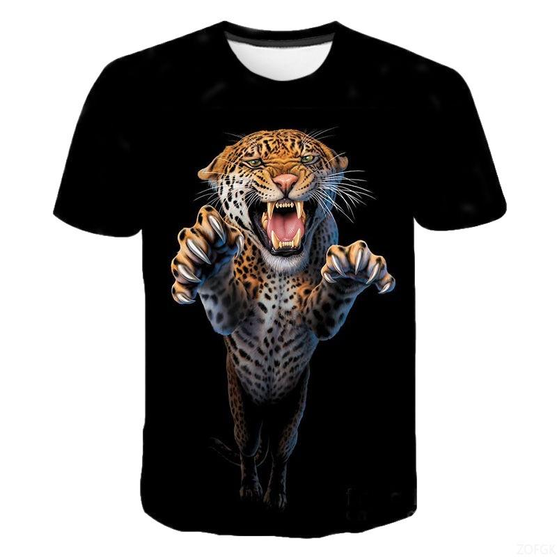 Fashion Men's T-Shirt Animal Tiger 3D Print Men's and Women's Summer Short Sleeve Round Neck Casual Top Outdoor Men's Clothing