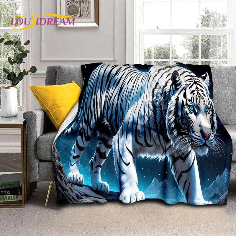 Fierce Tiger Lion Leopard Beast Animal Wildlife Cartoon Blanket,Soft Throw Blanket for Home Bedroom Bed Sofa Picnic Office Cover