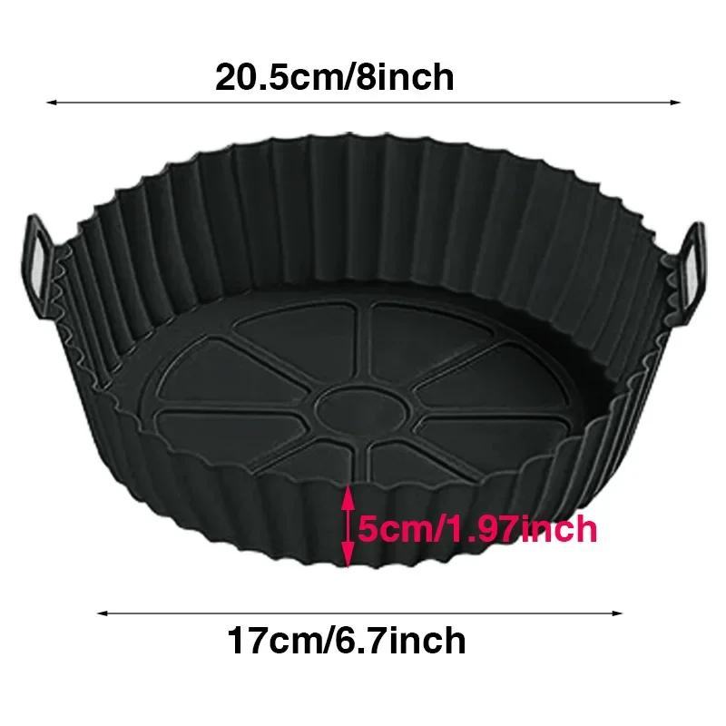 

Silicone Basket Pot Tray Airfryer Liner for Air Fryer Reusable Container Accessories Pan Baking Mold Protector Kitchen Gadgets чорний