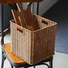 Wicker-Style Storage Box: Versatile Basket for Organizing Books, Magazines, Snacks, Toys, and More in Living Room or Study.