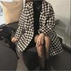 Chic Women’s Houndstooth Mid-Length Wool Coat Suit Jacket