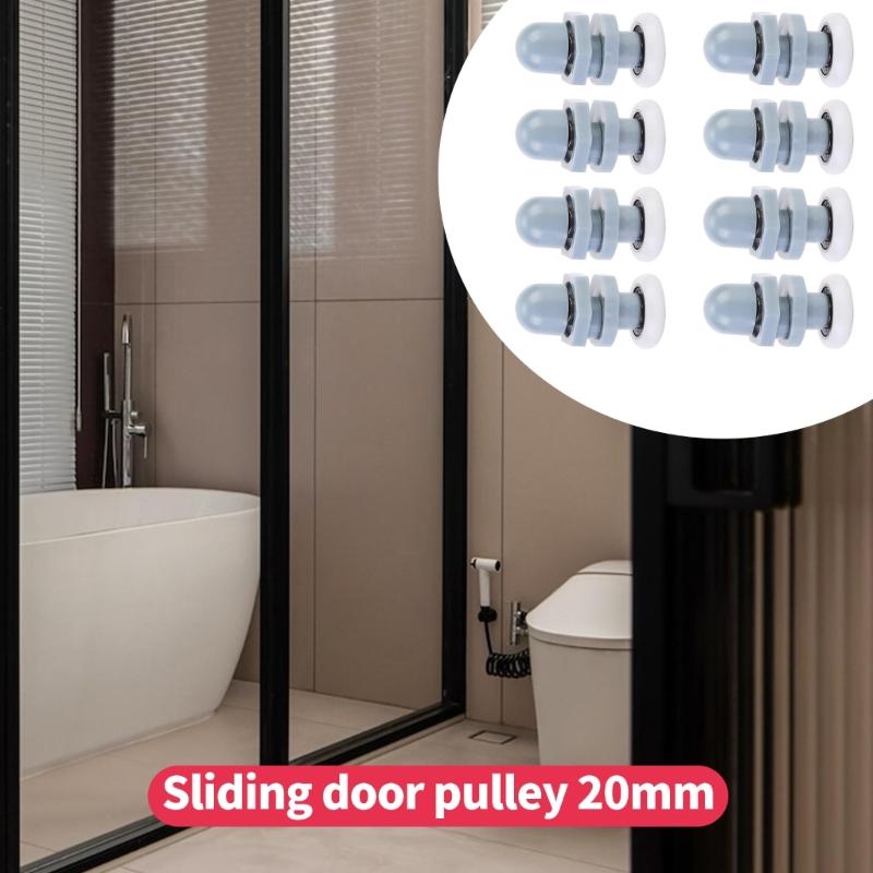 8Pieces Multipurpose 20mm Plastic Rollers for Sliding Shower Door Portable Sturdy Quiet Replacement Wheel Daily Use