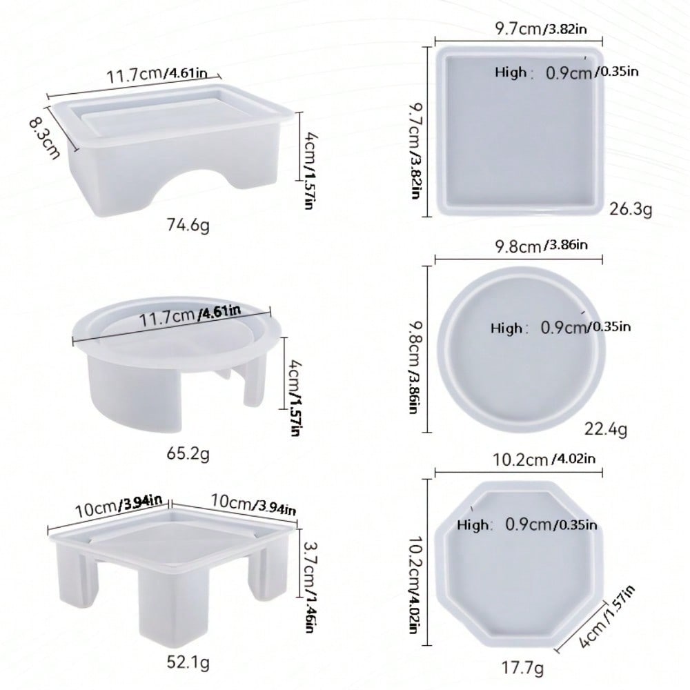 

15 round, square, octagonal silicone coaster molds, suitable for making epoxy coasters, DIY handicrafts 15pcs