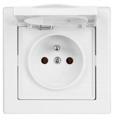 Einzelsteckdose mit Schutzkontakt IP44, hermetisch, weiß