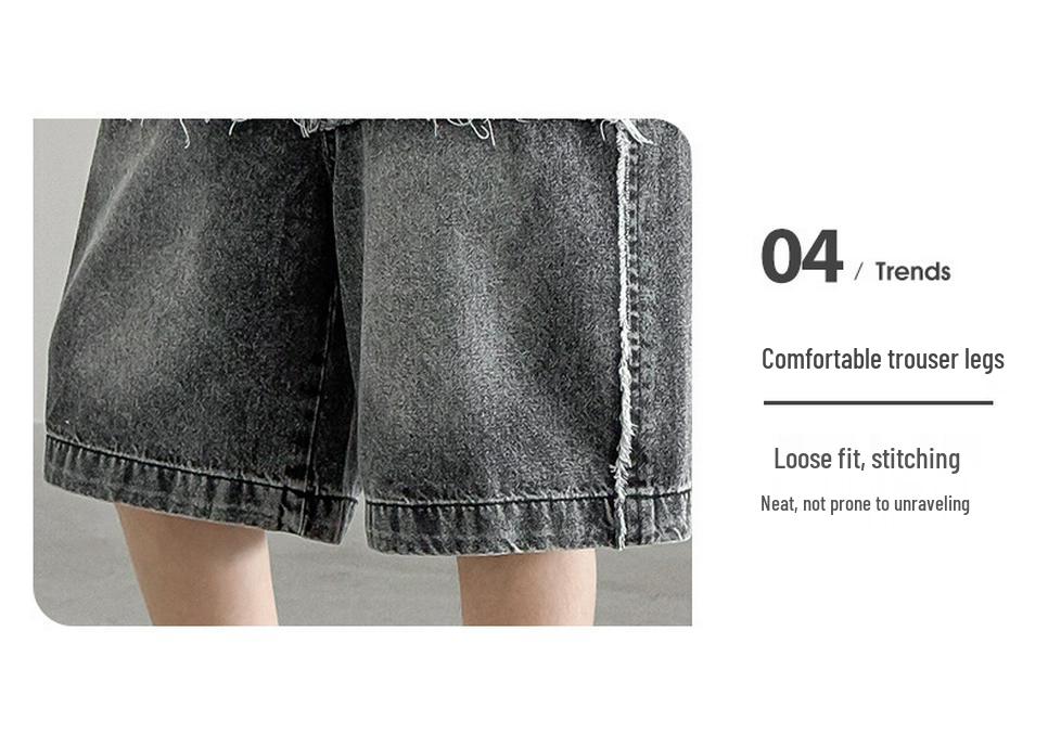 Boys' Summer Denim Shorts - Stylish, Trendy Mid-Length Capris for Big Kids