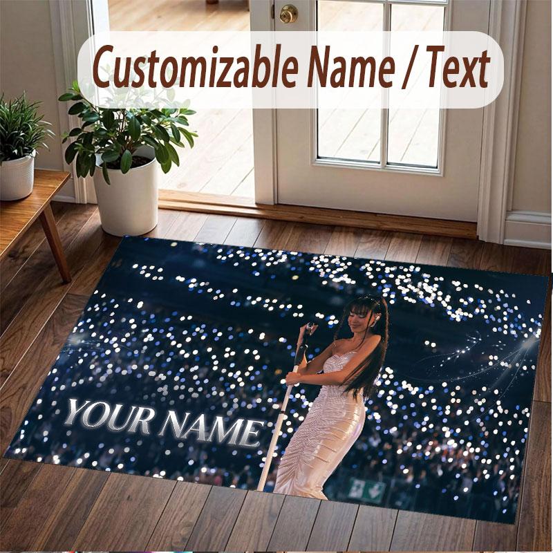 Custom Name Crystal Velvet Rug,Ayliva Comfortable Anti Slip Floor Mat For Room Decoration