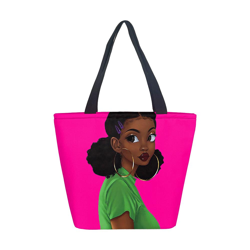 

Женская сумка Африканская девушка Девушка Сумка через плечо Печатная Холщовая Сумка Модный тренд Большая вместительная сумка-тоут