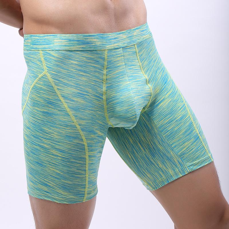 Men's Long Panties Boxer Briefs Ice silk Underwear Gym Training Fitness Shorts Leg Sports Underpants Quick Dry EU Size S M L XL