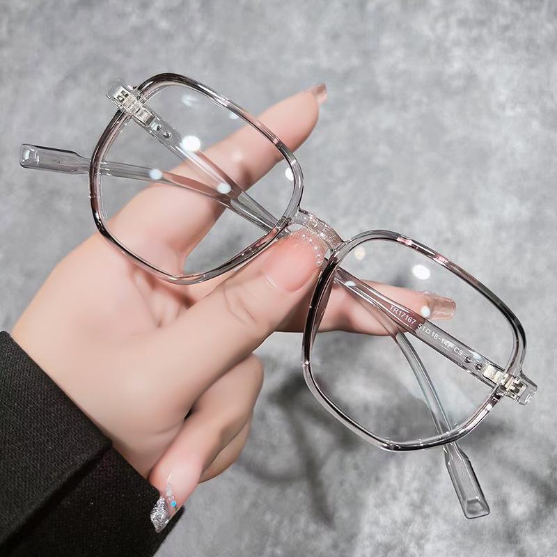 Retro Large-frame Personalized Anti-blue Light Glasses for Women, Fashionable TR90 Glasses Frames for Men, Simple Frames