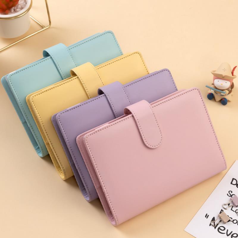 A6 PU Leather Loose Leaf Notebook Cover Macaroon Color Diy Journal Agenda Planner Cover 6 Ring Binder Notebook Cover Stationery
