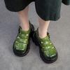 Johnature Round Toe Woven Breathable Hollow-out Thick Soled Sandals Casual Versatile Women's Platform Shoes