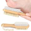 Double Sided Foot Scrubber with Wooden Handle Frosted Exfoliating Dead Skin Removal Foot File Body Wash Brush Cleaning Tools