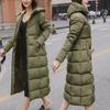 Womens Ladies Warm Plus Size Solid Color Hooded Single Breasted Medium Length Cotton Jacket Waistcoat Slim Cardigan Coat
