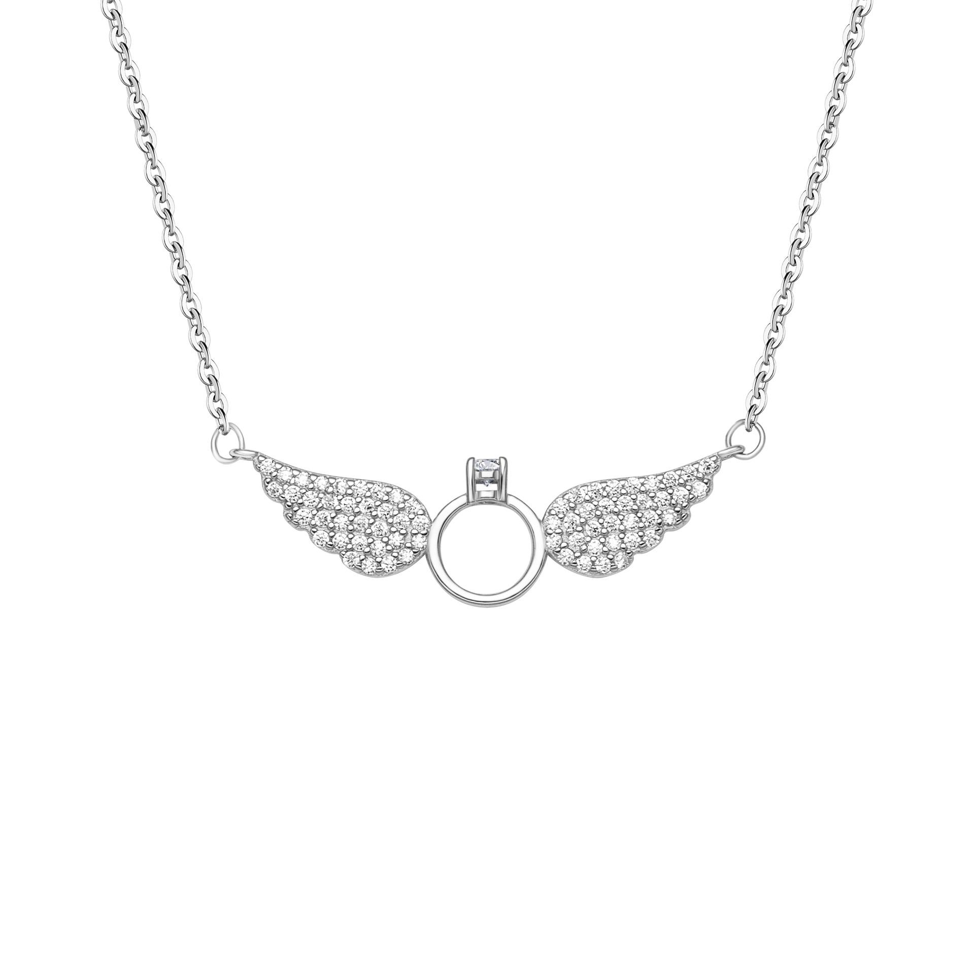 

Серебряное ожерелье S925 Angel Wings с подвеской из бриллиантов для женщин, интернет-знаменитость, крылья, мода, цепочка на ключицу с крыльями ветра 925 Silver белого золота