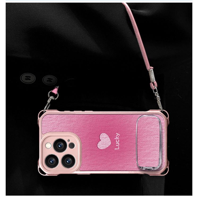 Lucky Love applies to Huawei P80 mobile phone case P70 pink lanyard P60 anti-drop P50 mirror bracket 40 soft case