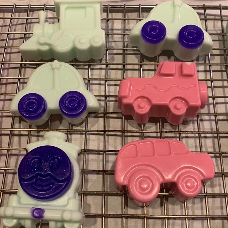Car Silicone Mold Cartoon Train Soap Mould For Baby Shower Kids Birthday Cake Decoration Chocolate Jelly Crayon Cookies Tools