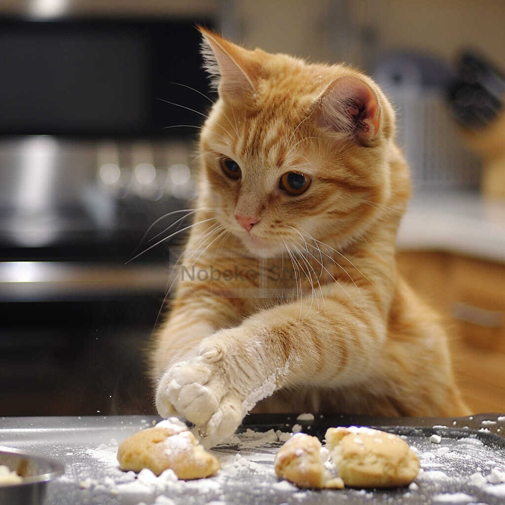 Lovely Cat Baker Making Dim Sum Poster Flour Cute Kitten Prints Canvas Wall Art Pictures Home Kitchen Room Modern Pet Decor