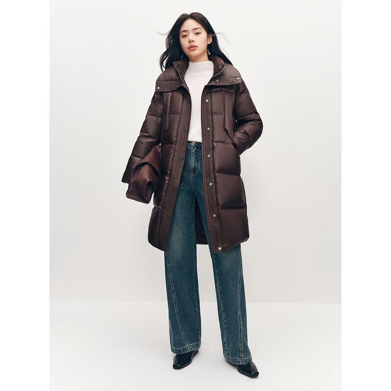 

Peacebird Women s Shiny Stand-Collar Mid-Length Down Jacket M