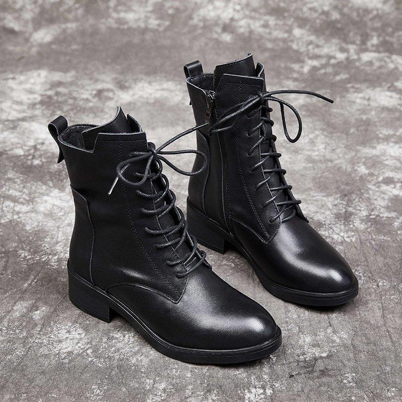 

Martin boots women s autumn new fashion casual women s boots British style spring and autumn single boots medium heel small short boots 35 чёрный