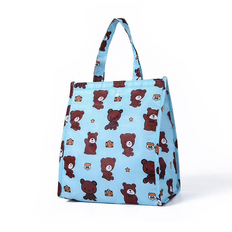 

2Pcs Thickened Aluminum Foil Insulated Lunch Bag, Printed Waterproof Thermal Bento Storage Pouch Reusable Food Cooler Bag синій