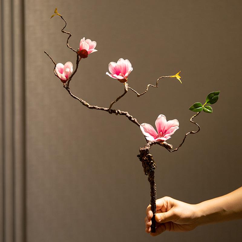 High-End Artificial Silk Magnolia Flower Arrangement - Classical, Elegant Dried Flower Set for Home Decor
