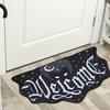 Halloween Welcome Doormat Half Circle Spider-Web Bat Skull Pumpkin Shape Floor Mat Non-Slip Entrance Mat for Front Door Porch Home Decoration