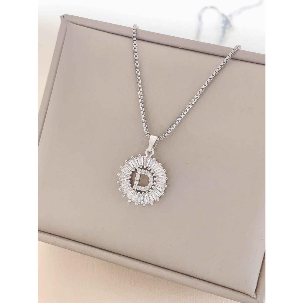 Necklace Does Not Fade, Women's Summer Square Circle Letter Necklace, Titanium Steel Necklace, Versatile High-end Clavicle Chain