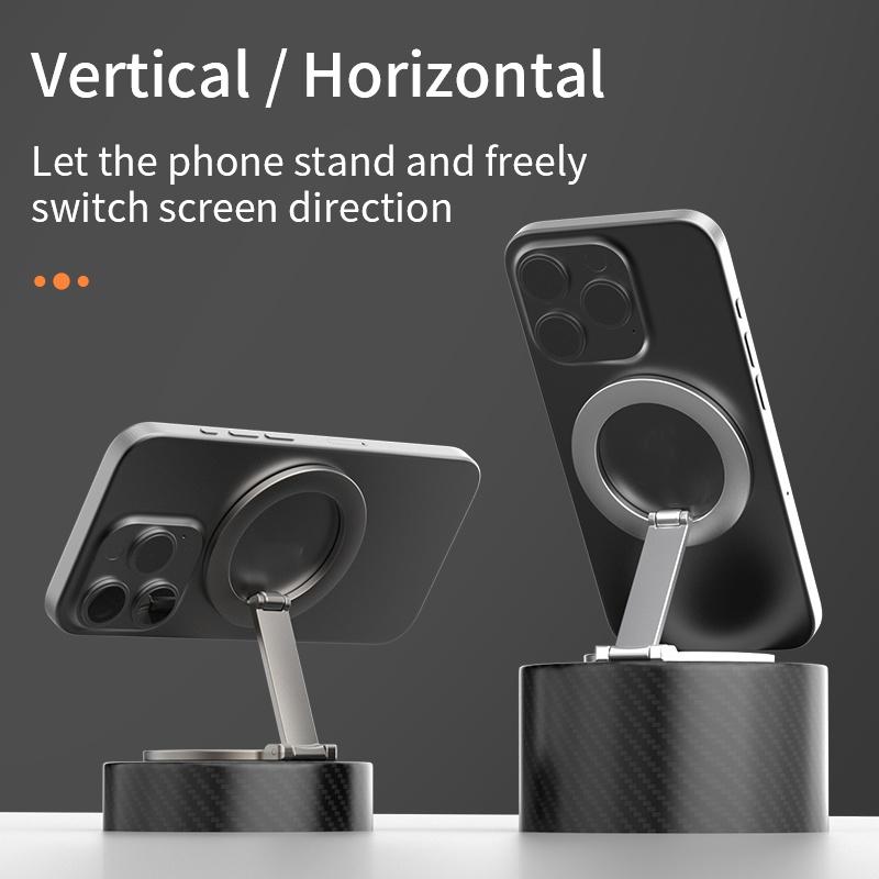 Double-Sided For MagSafe Mobile Phone Ring Stand For IPhone 16 15 Foldable 360° Rotating Stand Strong Magnet Finger Grip Support