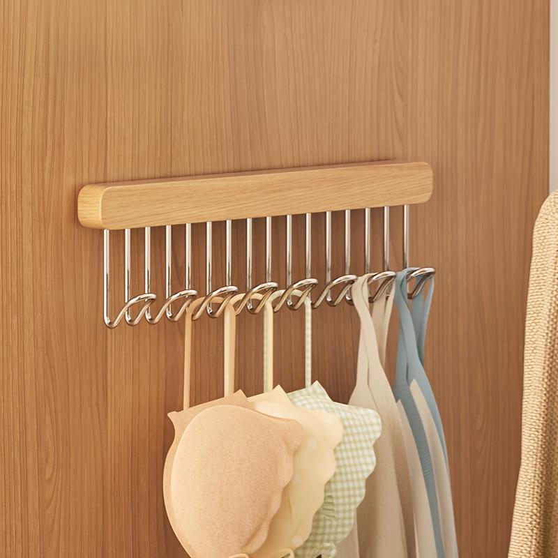 Multifunctional Retractable Wooden Hangers with Retractable Hooks - Versatile for Clothing and Kitchen Storage
