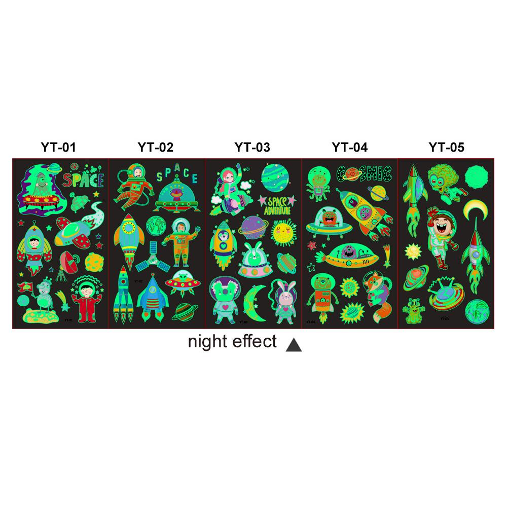 5 Sheets/Set Children Luminous Tattoo Stickers Face Arm Leg Waterproof Temporary Tattoos for Kids Toys Gift