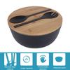 Saladier de 3340 ml avec couvercle, fourchette, cuillère, set de service à salade écologique en grande fibre de bambou pour la cuisine maison, bol mélangeur léger pour salade, fruits, pâtes