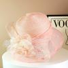 Fashion Hat Women Top Hat Elegant Organza Flower Wide Brim Sun Hat for Women Retro Style Party Banquet Accessory Foldable Beach