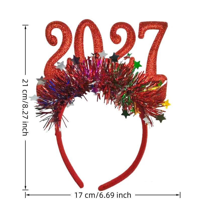 Christmas Light Up Headband 2027 Cute Glitter Hair Hoop New Year Eve Costume Party Accessory For Women Girls Holiday Dress Up