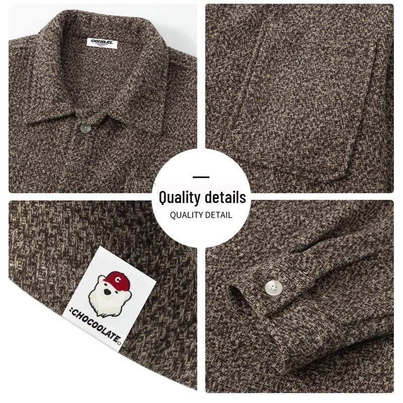 CHOCOOLATEit Men's Retro Lapel Knit Cardigan Shirt
