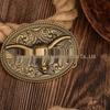 Retro Symmetrical Bull Head Embossed Unisex PU Leather Belt Buckle