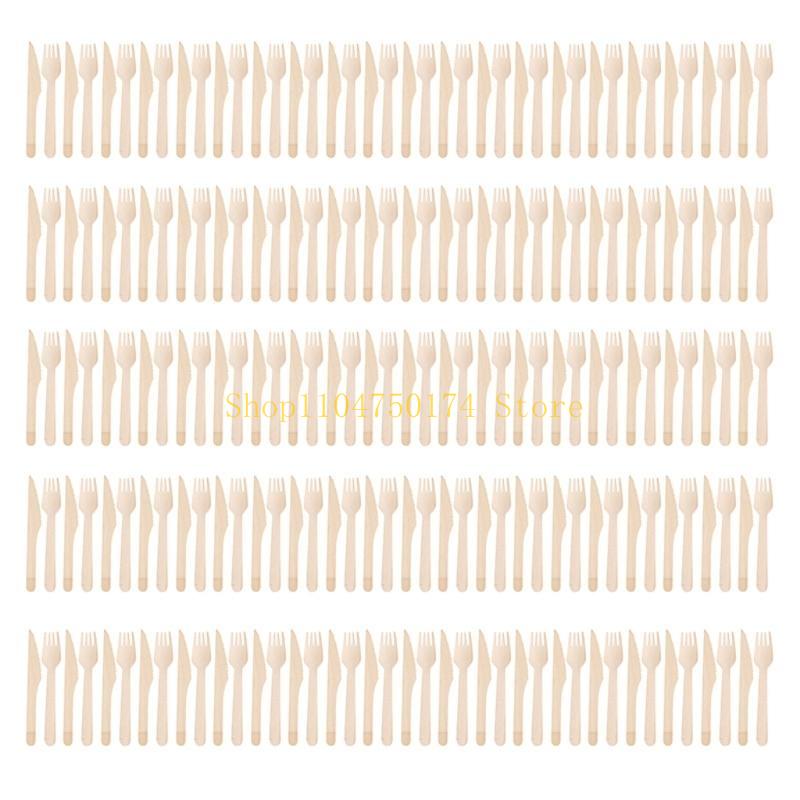 (Pack of 100) Disposable Wooden Cutlery Set Wedding Birthday Party Tableware top sale