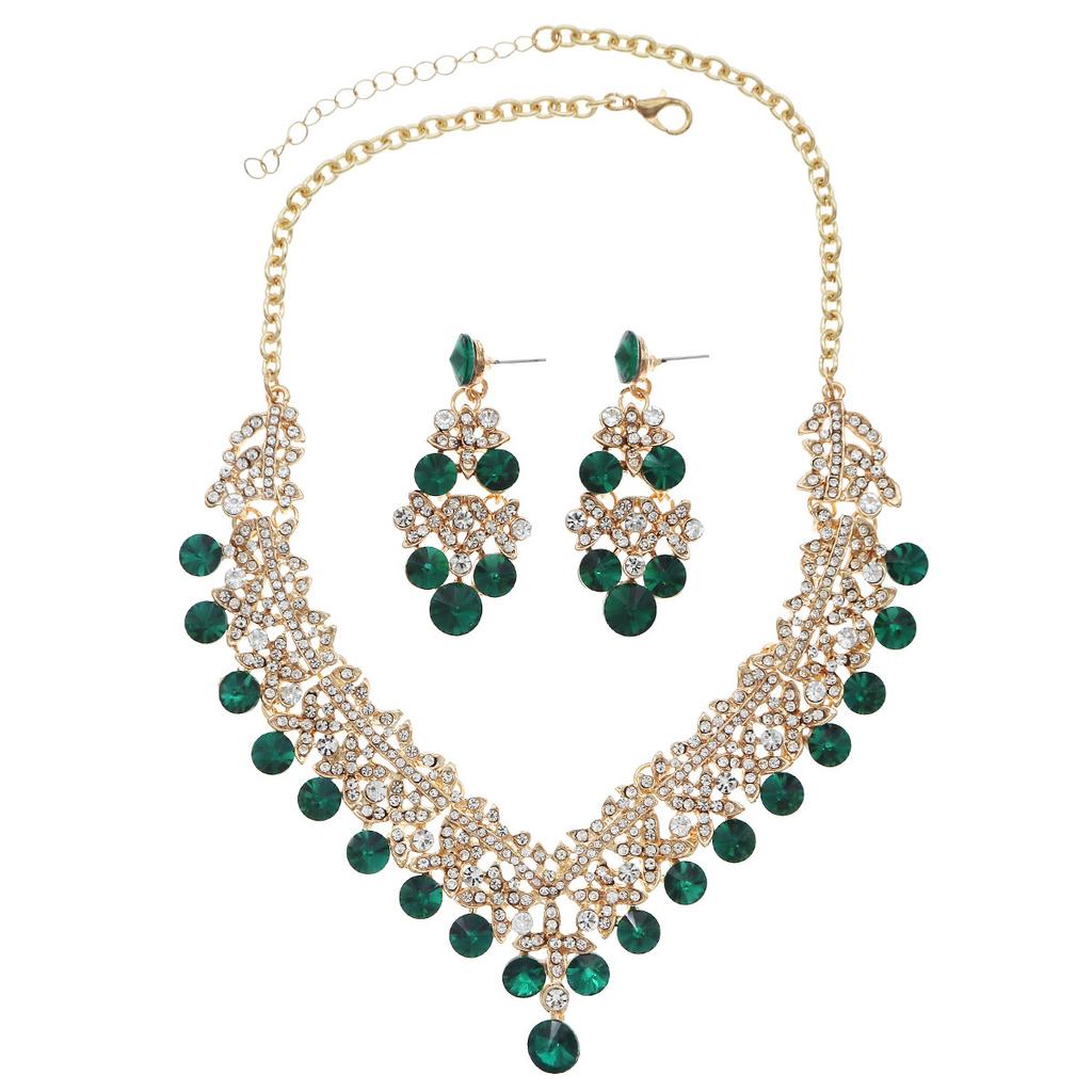 European and American Cross-border Fringed Earrings Necklace Set, High-end Retro Alloy Jewelry, Bridal Wedding Jewelry Two-piece Set