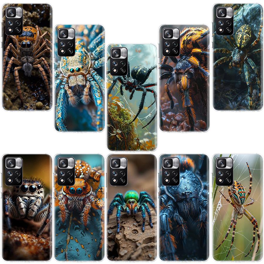 Spiders on the Spider Web Phone Case For Redmi Note 13 12 Pro Plus 14 15 Pro 5G 11 11T 11E 11S 10 Pro 10S 9 9S Cover Cell Clear