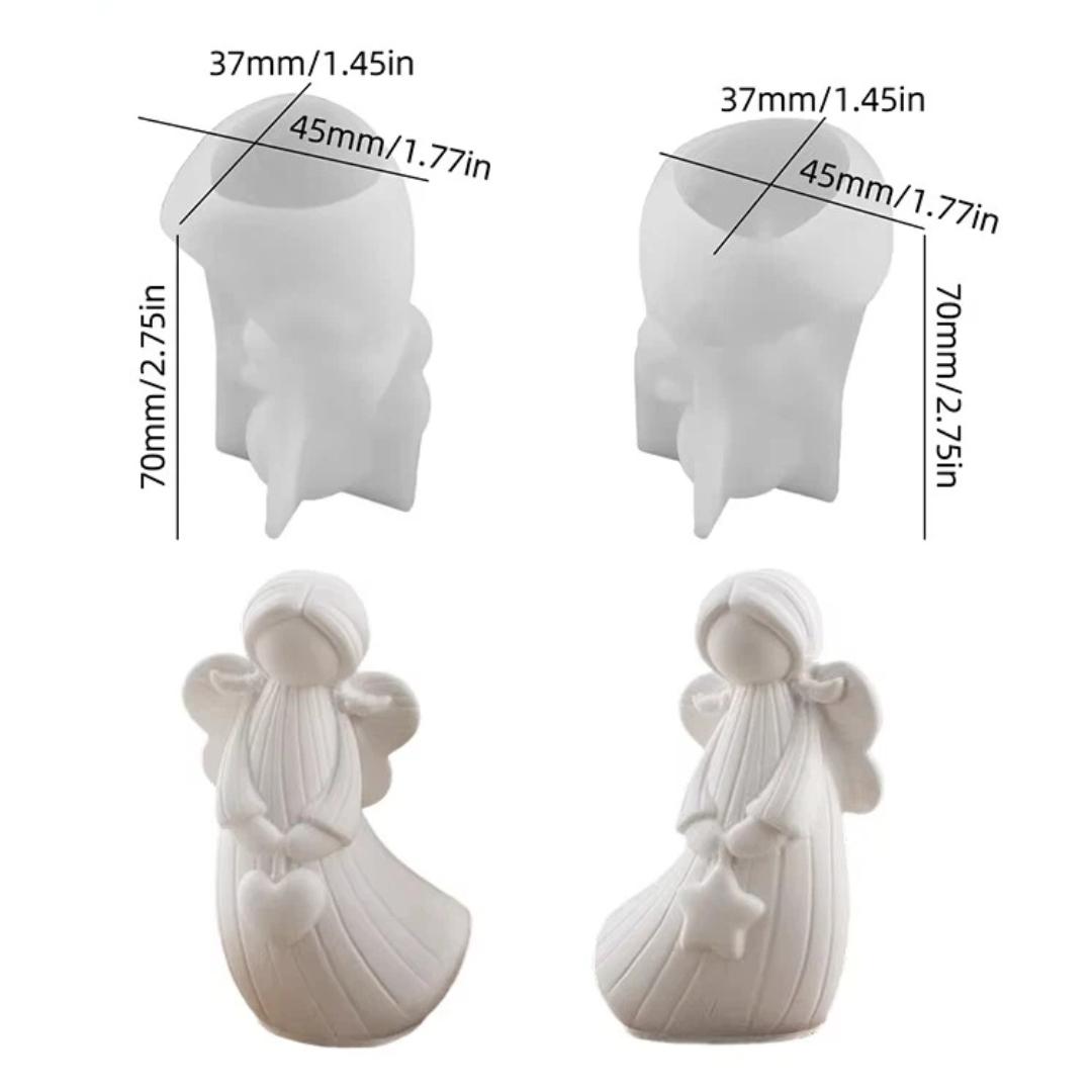 

2Pcs Diy Handmade Angel Plaster Resin Moulds With Heart Star Designs 3D Angel Silicone Moulds Decorative Sculptures Craft A2