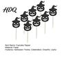 Thick Glitter Cardboard Topper 8 Pcs Halloween Cupcake Toppers Black Witch Hat